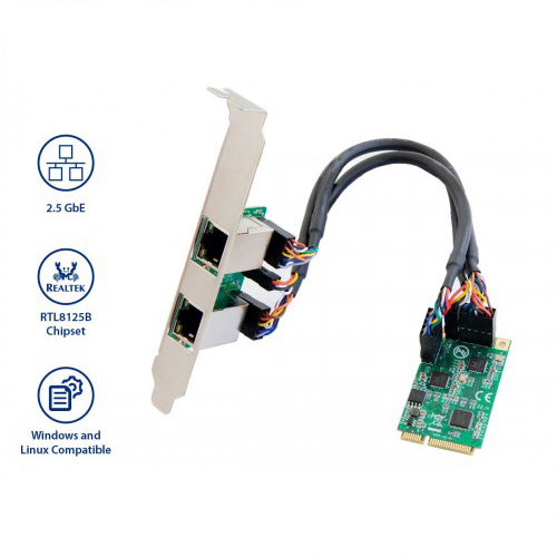 Dual 2.5 Gigabit mini PCIe Ethernet Network Expansion Card